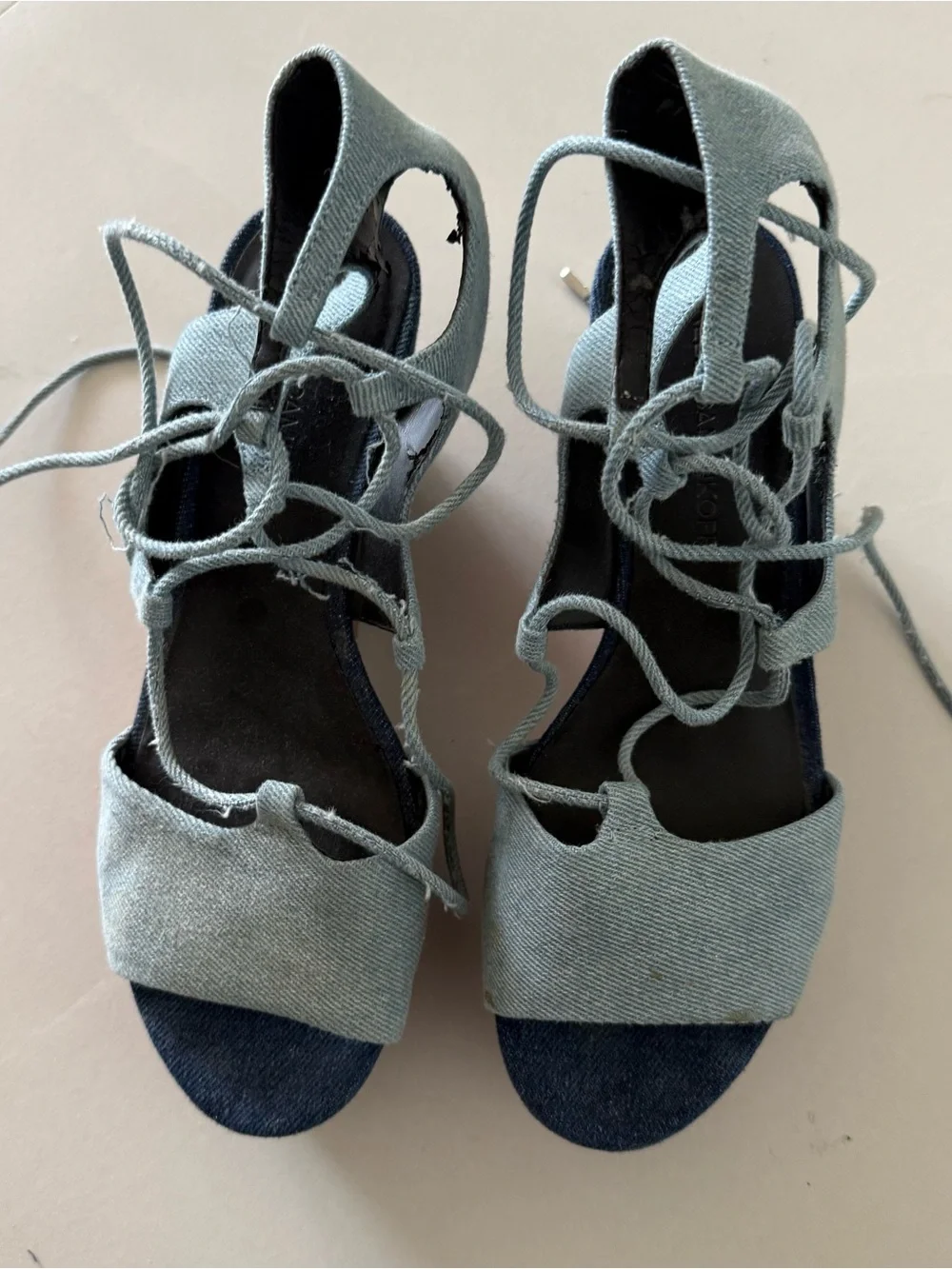Rebecca Minkoff Light Blue Denim Lace-Up Platform Wedge
